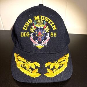 The Corps USS Mustin DDG 89 Hat Made in USA Scrambled Eggs Navy Officer Cap